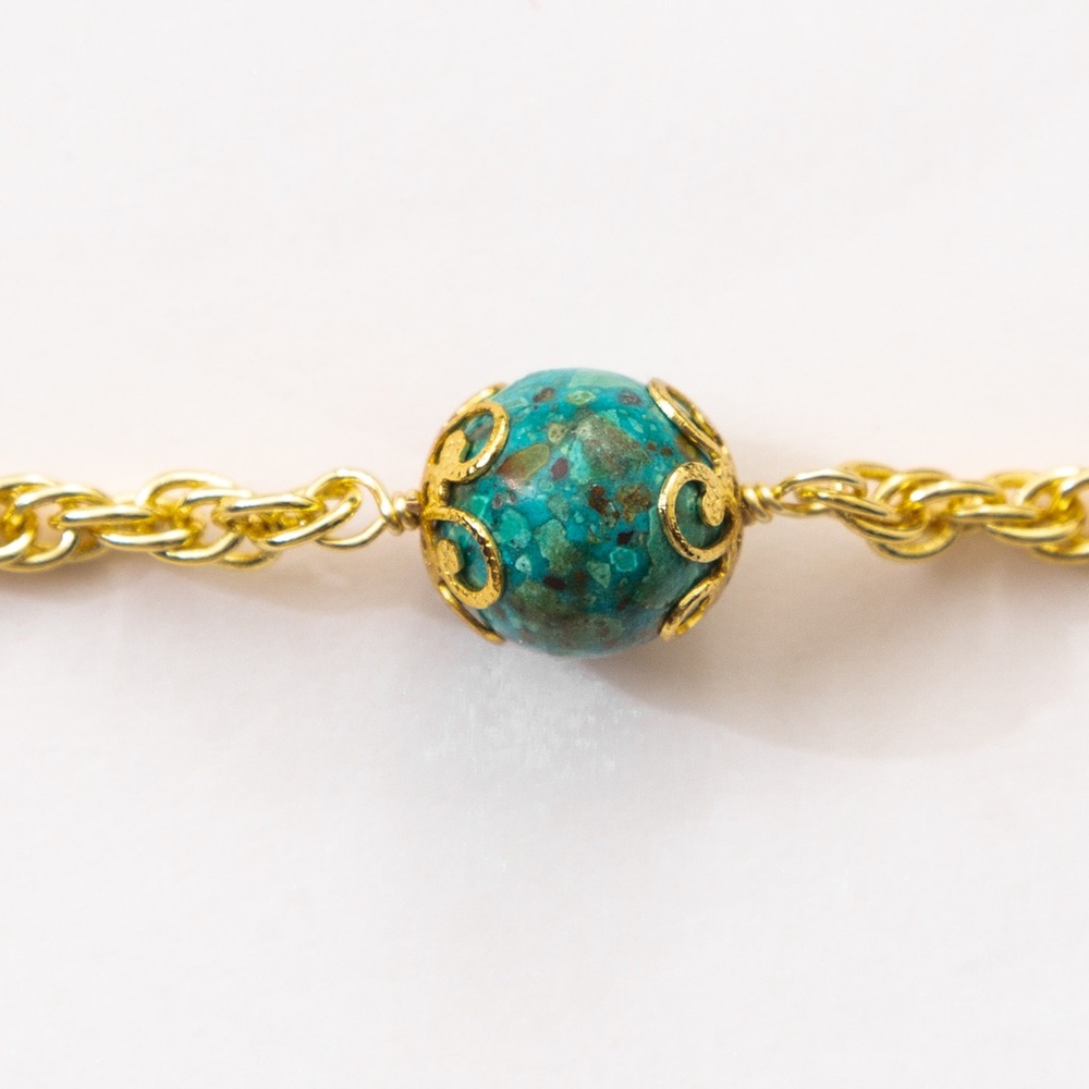 JTV gold tone longer style necklace with turquoise balls approx 29.5” length - Picture 8 of 16